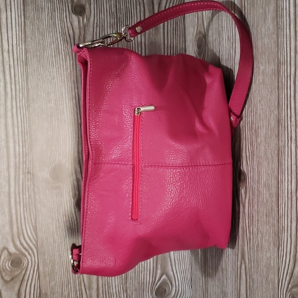 Pink pebble genuine length shoulder bag - Picture 3 of 8